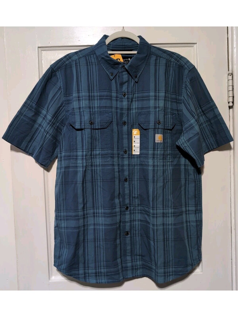 Carhartt Loose Fit Midweight Short-Sleeve Plaid Shirt Storm Blue Men's M(1632)E